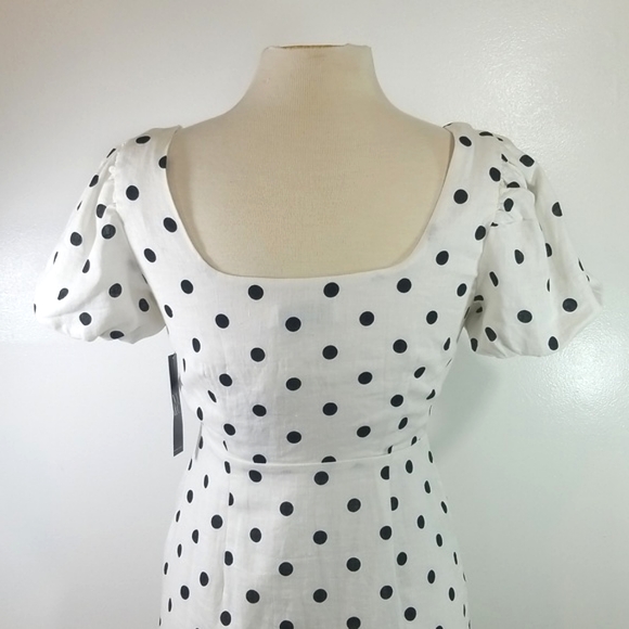 New York & Company Polka Dot Puff Sleeve Midi Dress size XSmall New - Picture 8 of 13